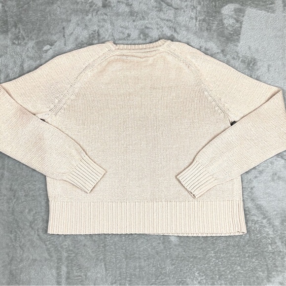 Women's Crew Neck Sweater Cream Lightweight Small Casual Preppy - Picture 4 of 4
